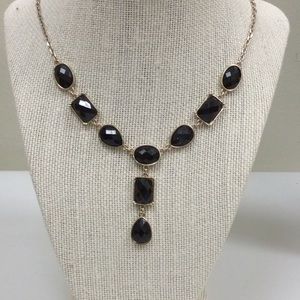 Costume Necklace with Faux onyx colored stones.